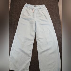 Ann Taylor Pale Blue Elastic Waist Wide Leg Pull-On Pants Sz Med NWT